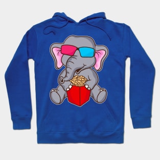 Cute Funny Elephant 3D Glasses Movie Popcorn Hoodie